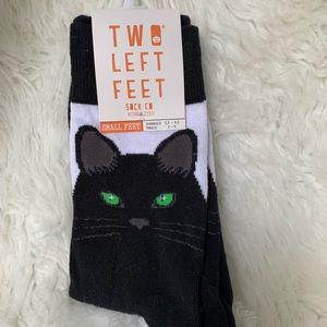 Cat Socks by Two Left Feet - Black/White - Size Women 5.5-9.5 - NEW